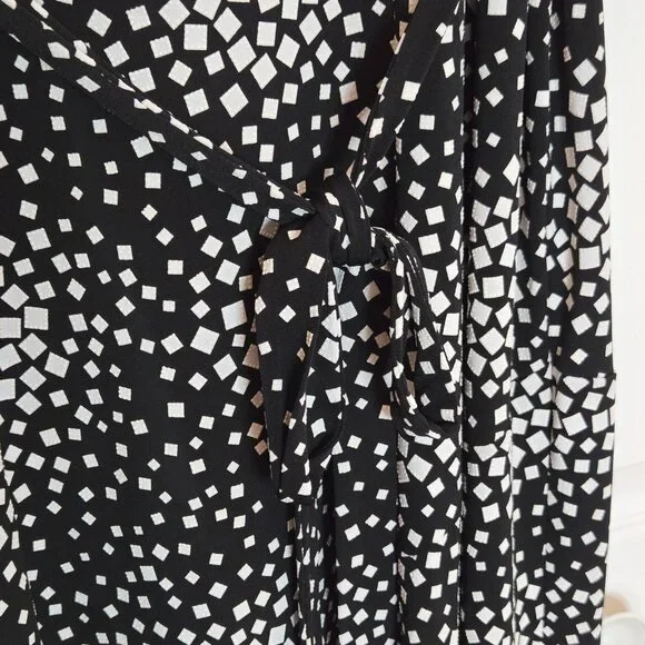 Laura Plus Black & White Square Polka-Dot A-Line Belted Midi Dress | Size 2X - Picture 4 of 8